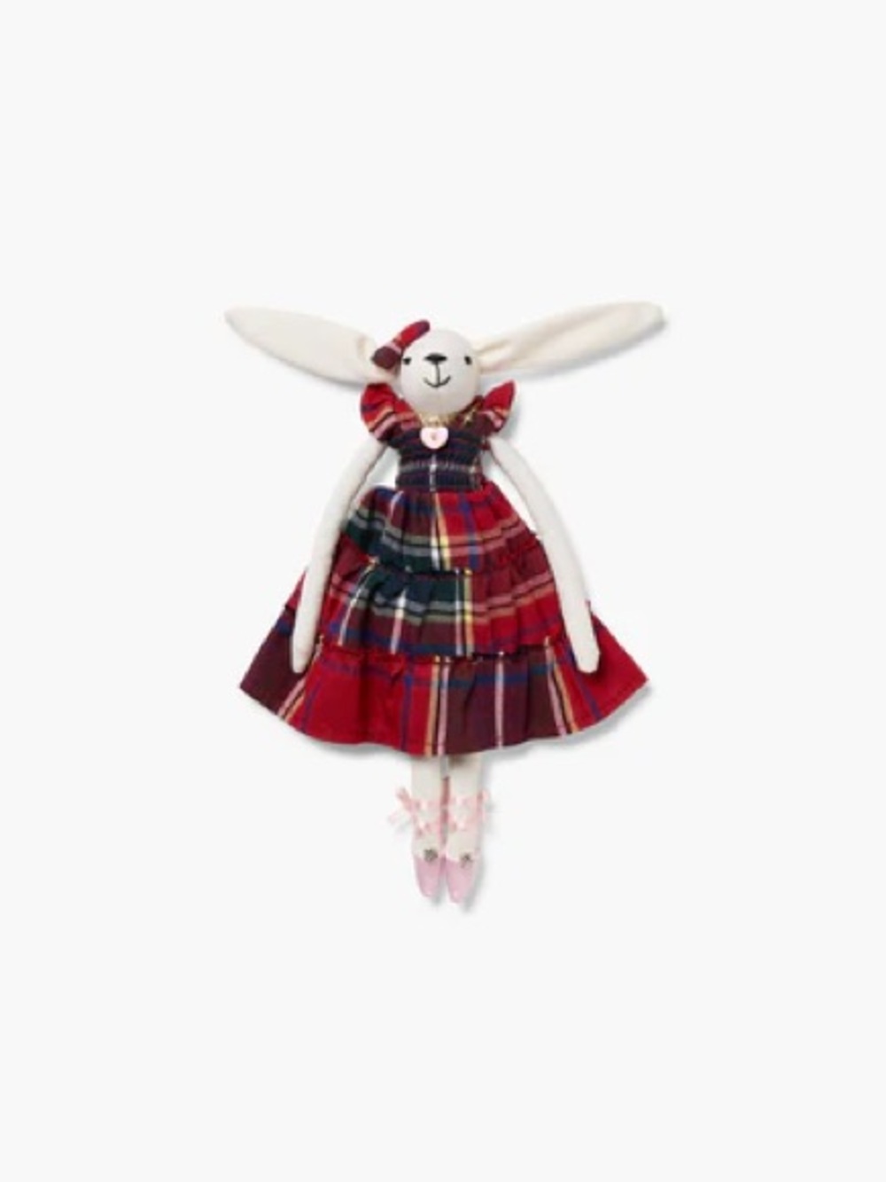 NWOT Hill House Home Nap Dress Bunny in  Red Tartan Plaid Stuffed Animal Rabbit
